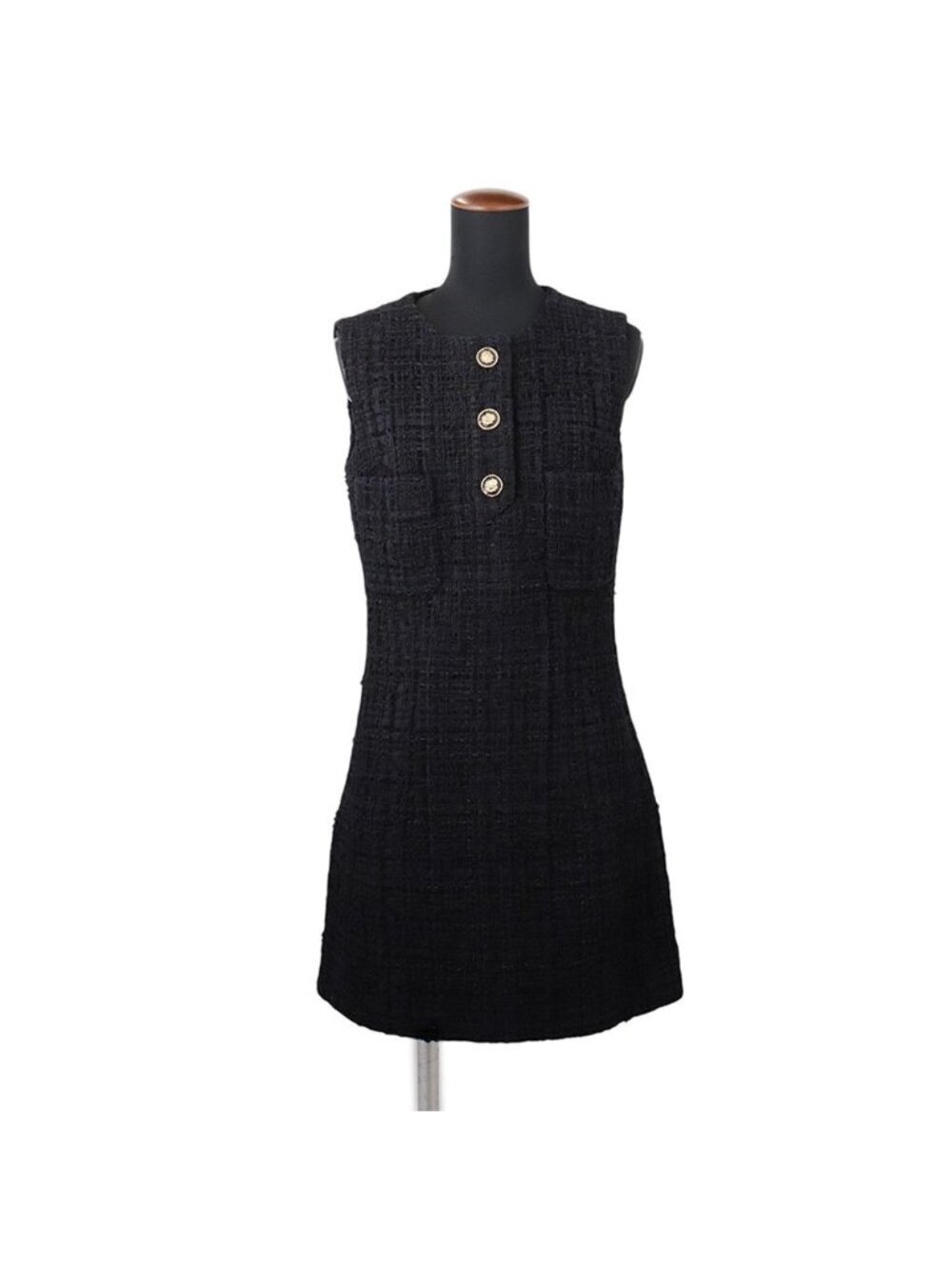 Chanel Dress Tweed 36 Black